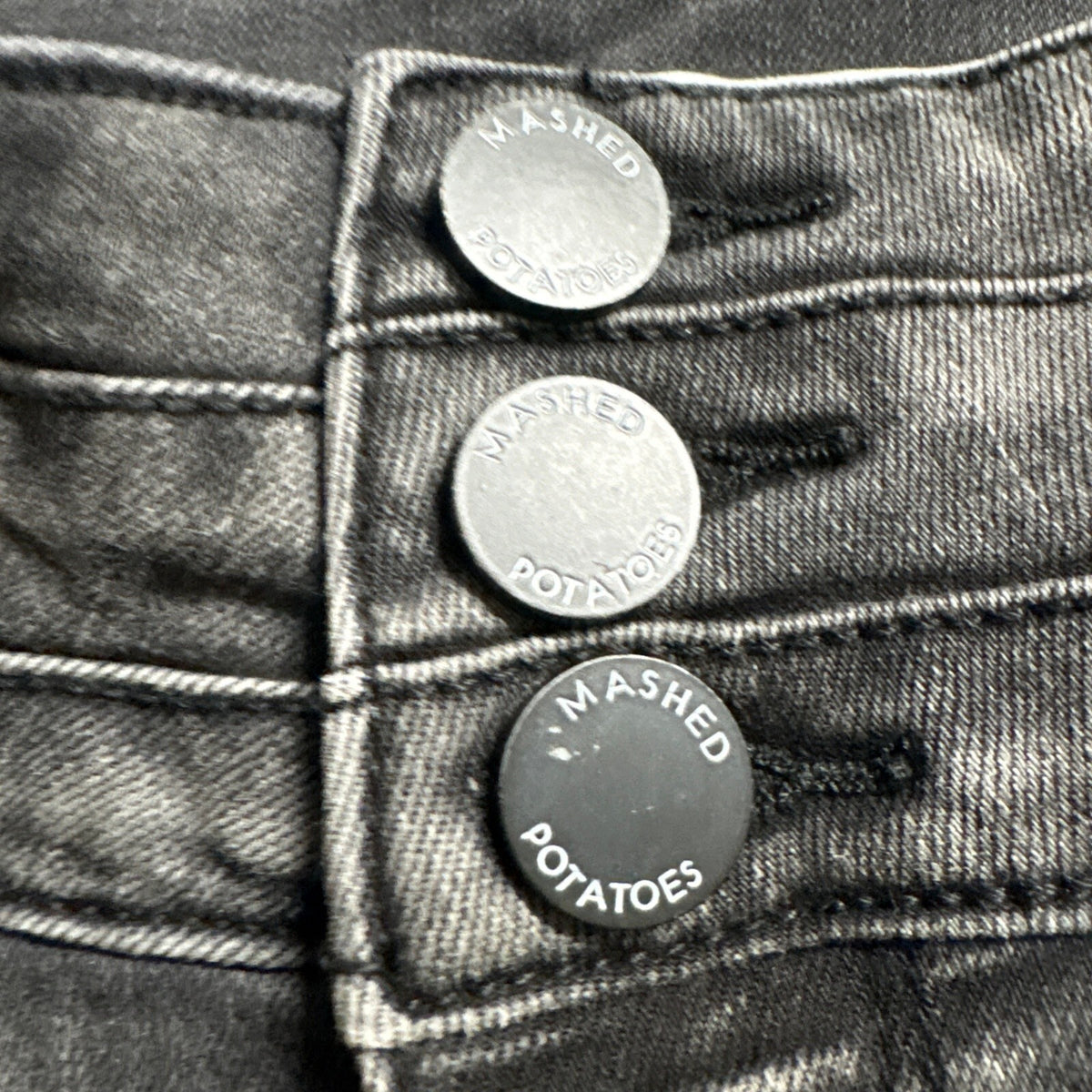 Mashed Potatoes Womens Size 28 Gray Leopard Side Stripe Mid Rise Skinny Jeans