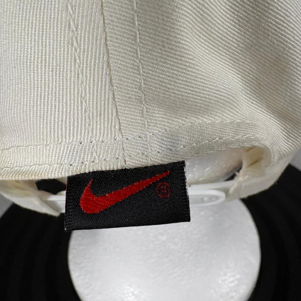 Vintage Nike Swoosh Snapback Hat Mens Beige Blue Green Under Visor Cap