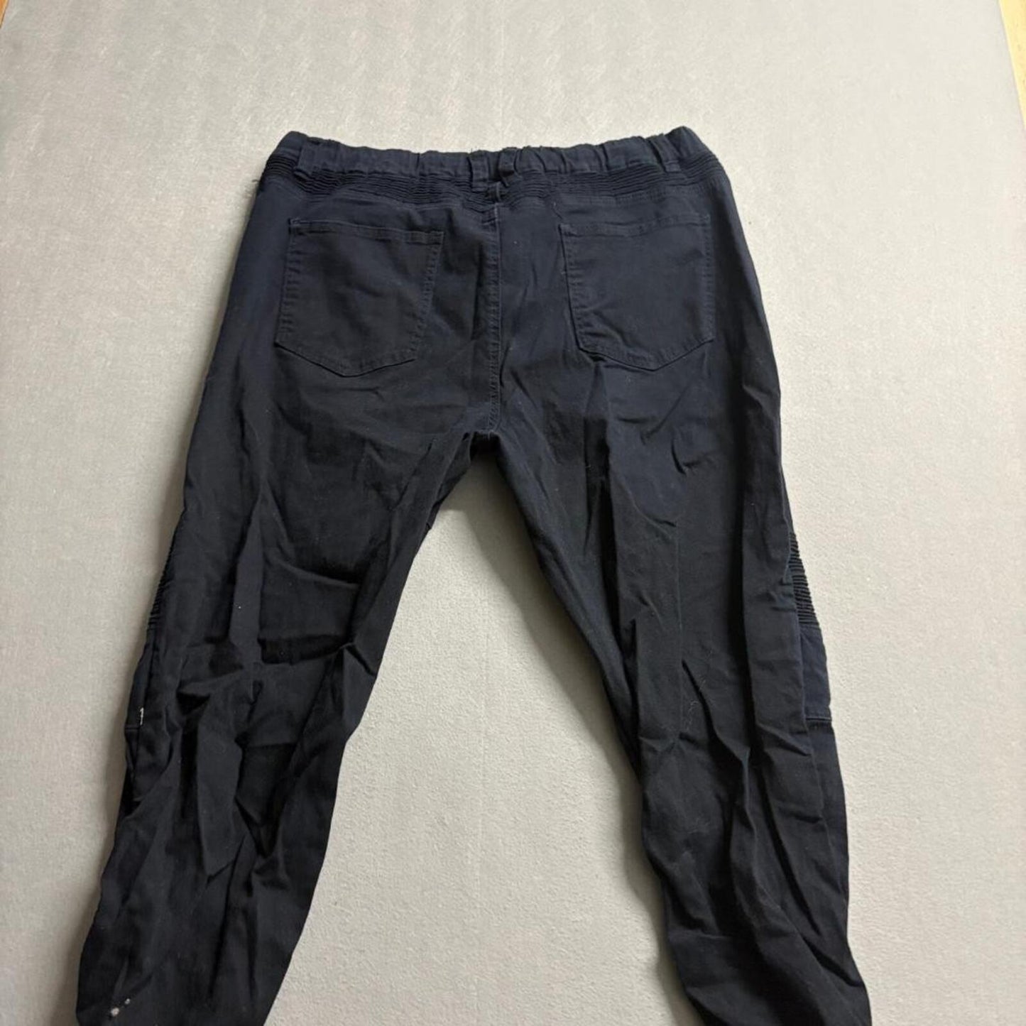 Victorious Mens Moto Jogger Pants 3XL Black Stretch Elastic Waist Zipper Accent