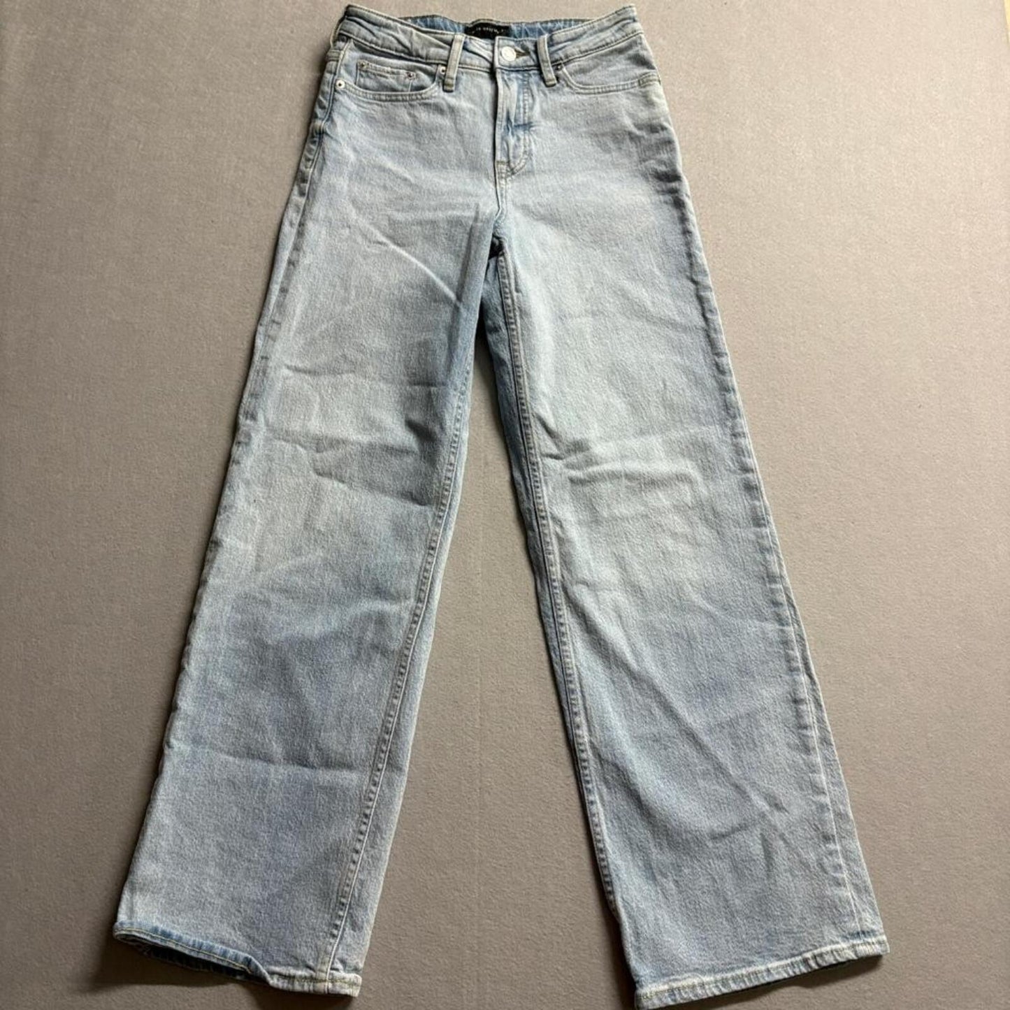 Free Assembly Full Wide Straight Jeans Womens Size 0 Light Wash Denim High Rise