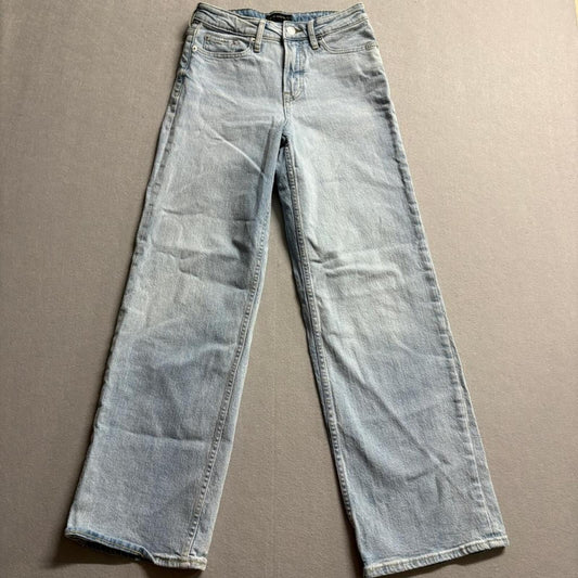 Free Assembly Full Wide Straight Jeans Womens Size 0 Light Wash Denim High Rise