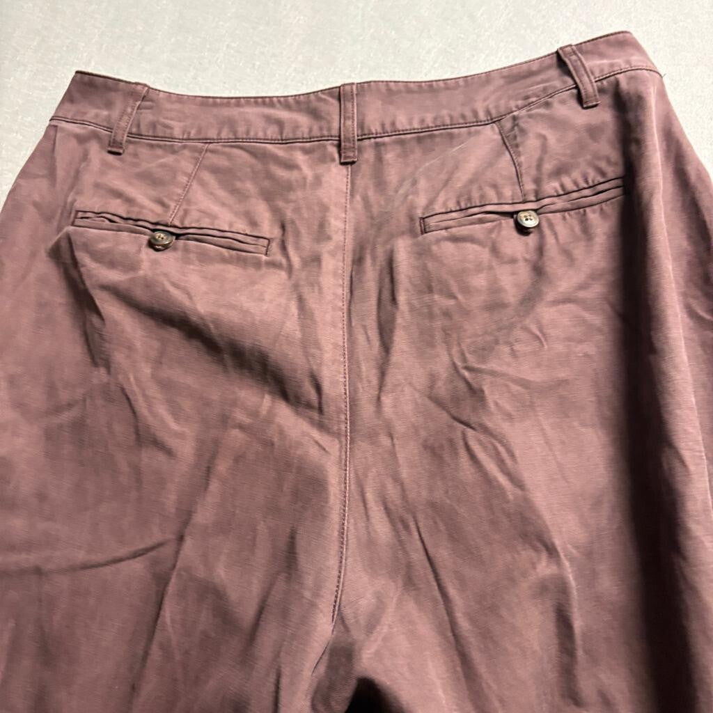 Madewell The Harlow Wide Leg Pants Womens 14 Brown Lyocell Cotton Linen Blend