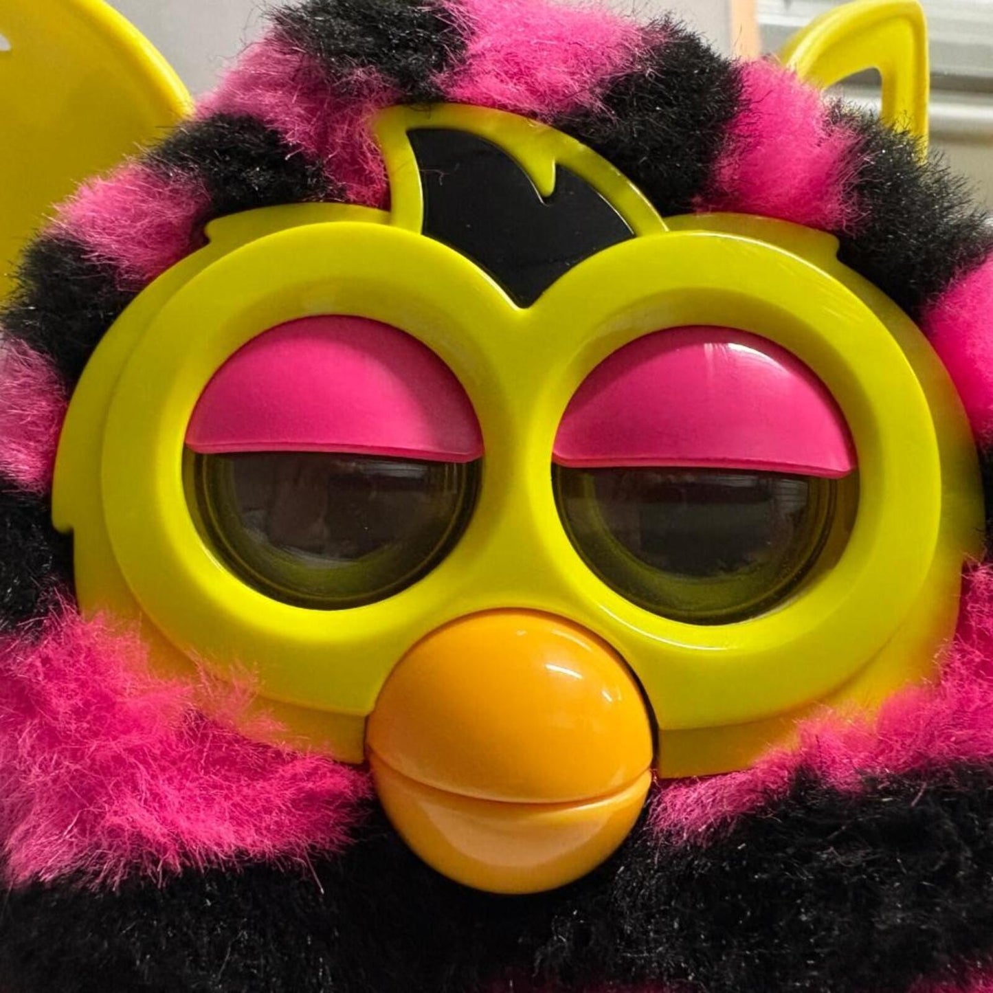 Hasbro Furby 2012 Pink and Black Stripes Punk Rock Interactive Toy A4337