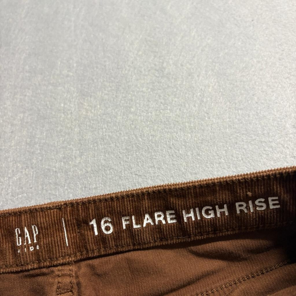 Gap Kids Girls Size 16 Flare High Rise Corduroy Pants Brown Stretch Adjustable