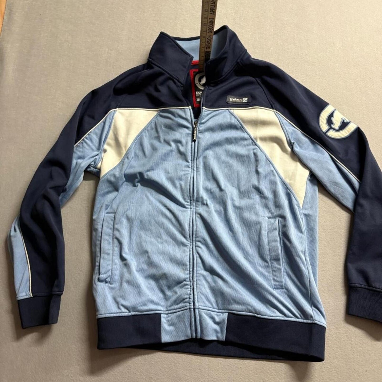 Ecko Unltd Track Jacket Mens XL Blue Full Zip Rhino Logo Y2K Streetwear