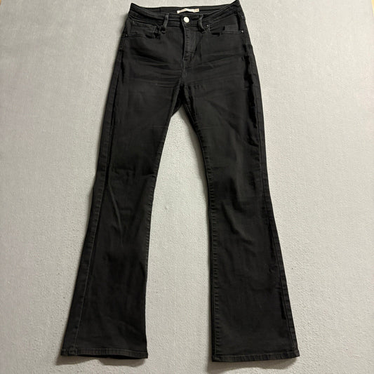 Levis 725 High Rise Bootcut Jeans Womens 28x30 Black Denim Stretch Pants