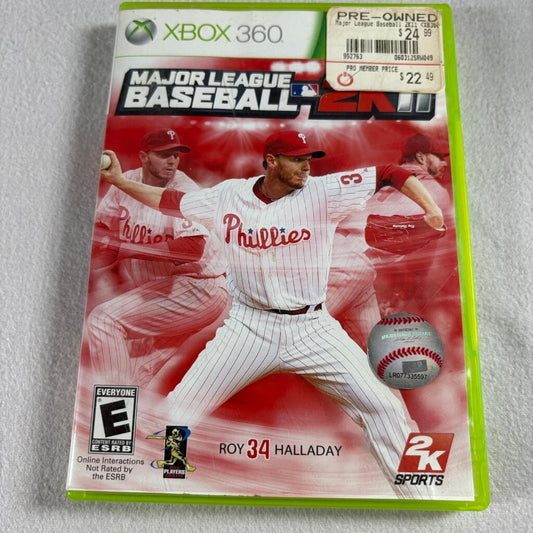 Major League Baseball 2K11 Xbox 360 MLB 2K11 Sports Game Roy Halladay Cover