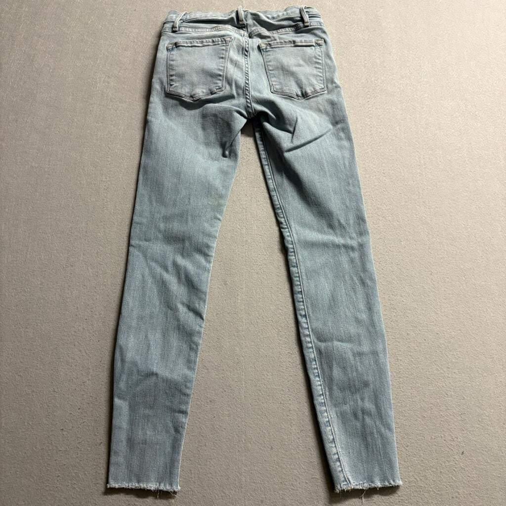 Frame Denim Le Skinny de Jeanne Crop Jeans Womens 24 Light Wash Raw Hem Turkey