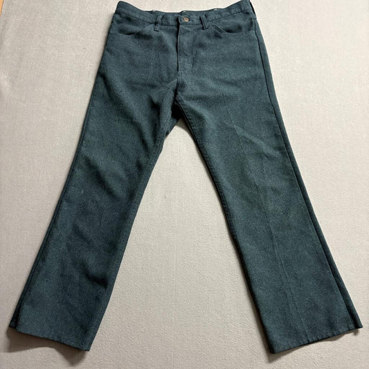 Vintage Wrangler Wrancher Flare Jeans Mens 33x28 Green Polyester Dress Pants