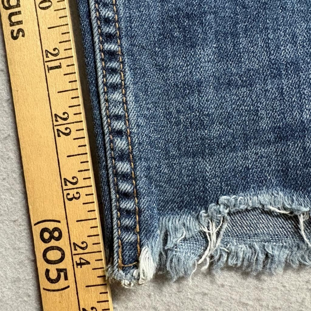 Free People Distressed Skinny Jeans Womens Size 24 Blue Denim Frayed Hem Crop