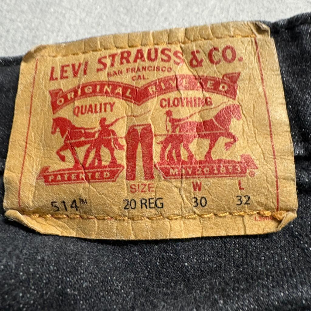 Levi's 514 Boys Jeans Size 20 Regular Black Denim Straight Leg Adjustable Waist
