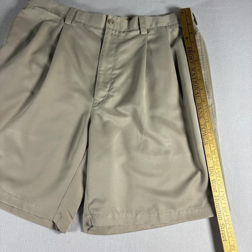 Grand Slam Golf Shorts Mens 38 Beige Khaki Pleated Front Polyester Casual