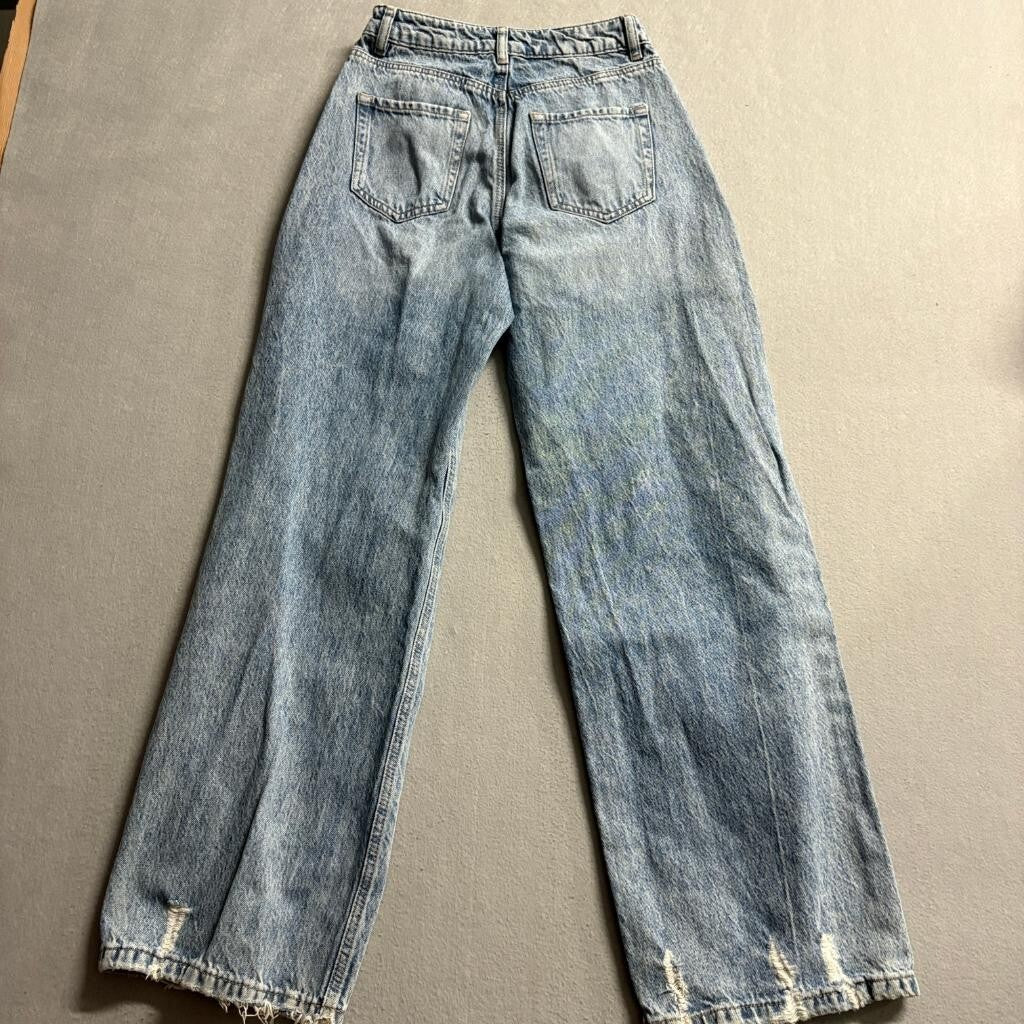 Garage Denim Street Wide Leg Jeans Womens Size 0 Blue Distressed High Rise