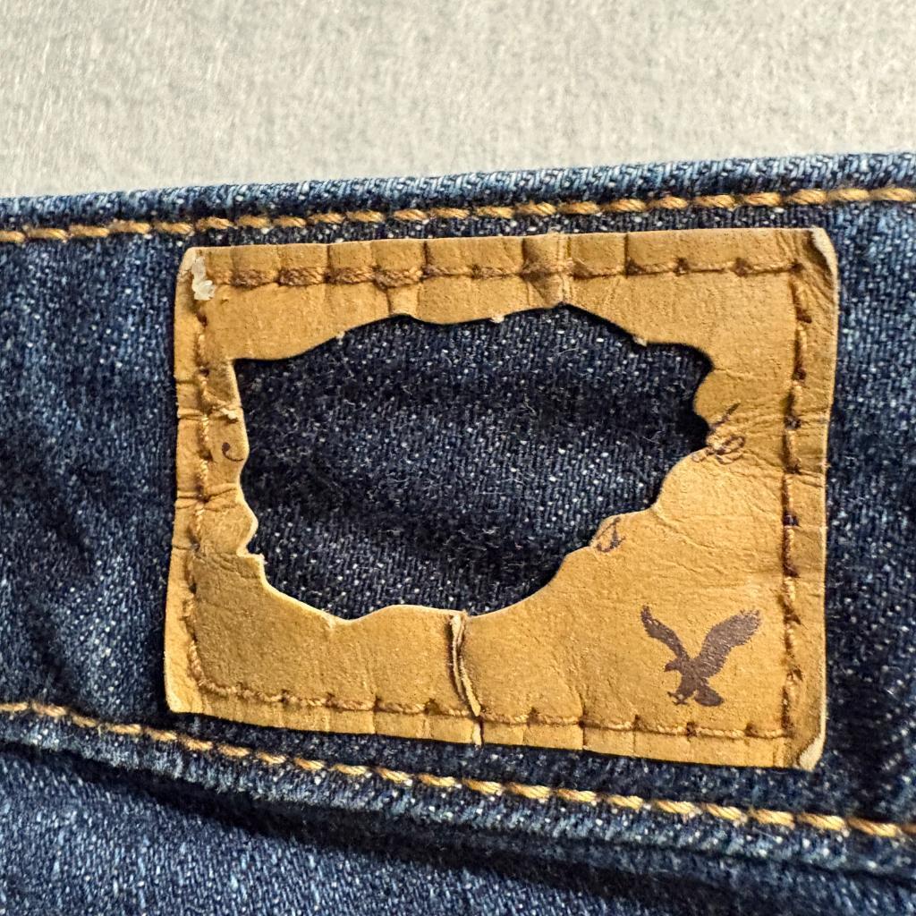 American Eagle Skinny Jeans Womens 2 Regular Blue Distressed Patchwork Denim