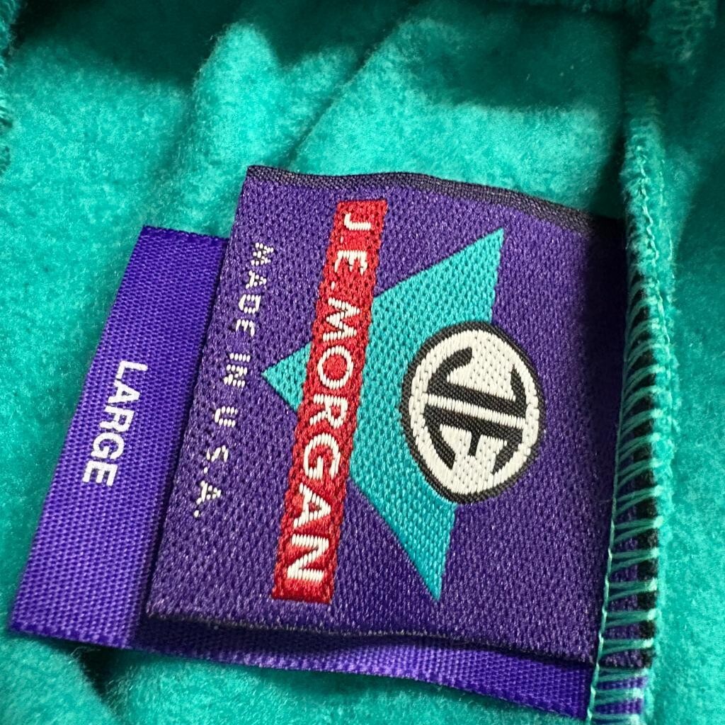 Vintage JE Morgan Sweat Shorts Mens Large Teal Green Fleece Drawstring Made in