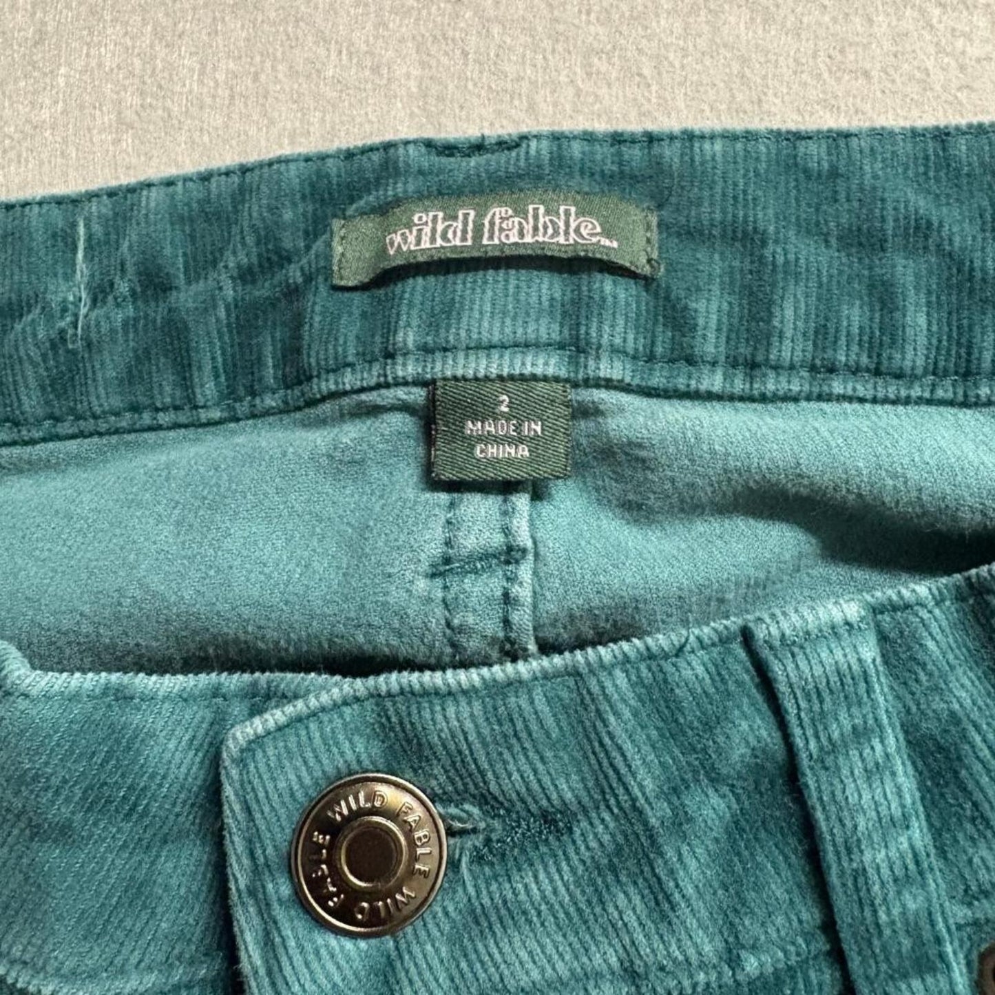 Wild Fable Corduroy Pants Womens Size 2 Teal Green Flare Leg Stretch Mid Rise
