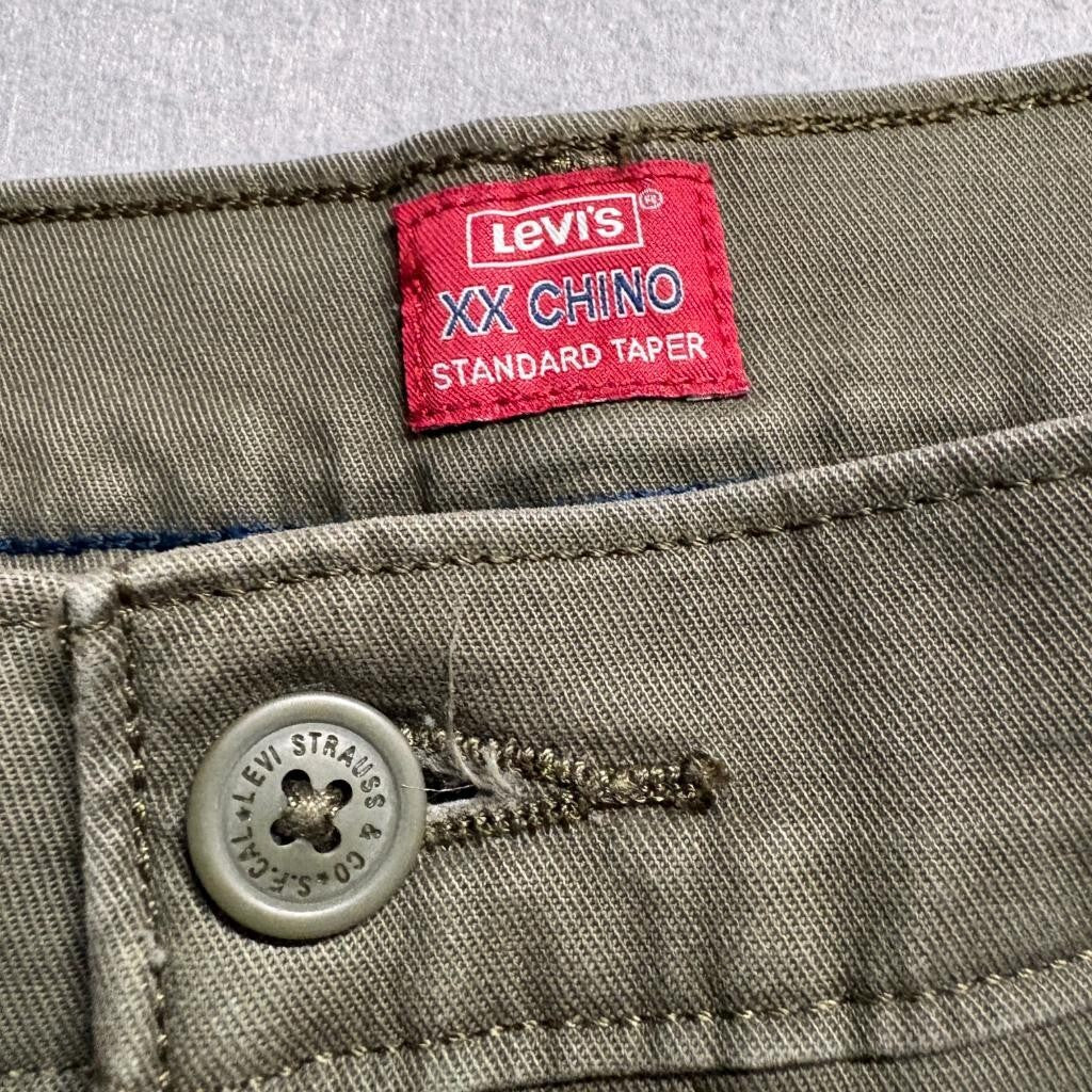 Levis XX Chino Standard Taper Pants Mens 32x30 Olive Green Stretch Twill