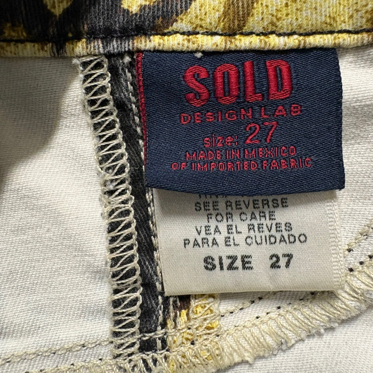 SOLD Design Lab Womens Soho Super Skinny Jeans Size 27 Ikat Print Yellow Black