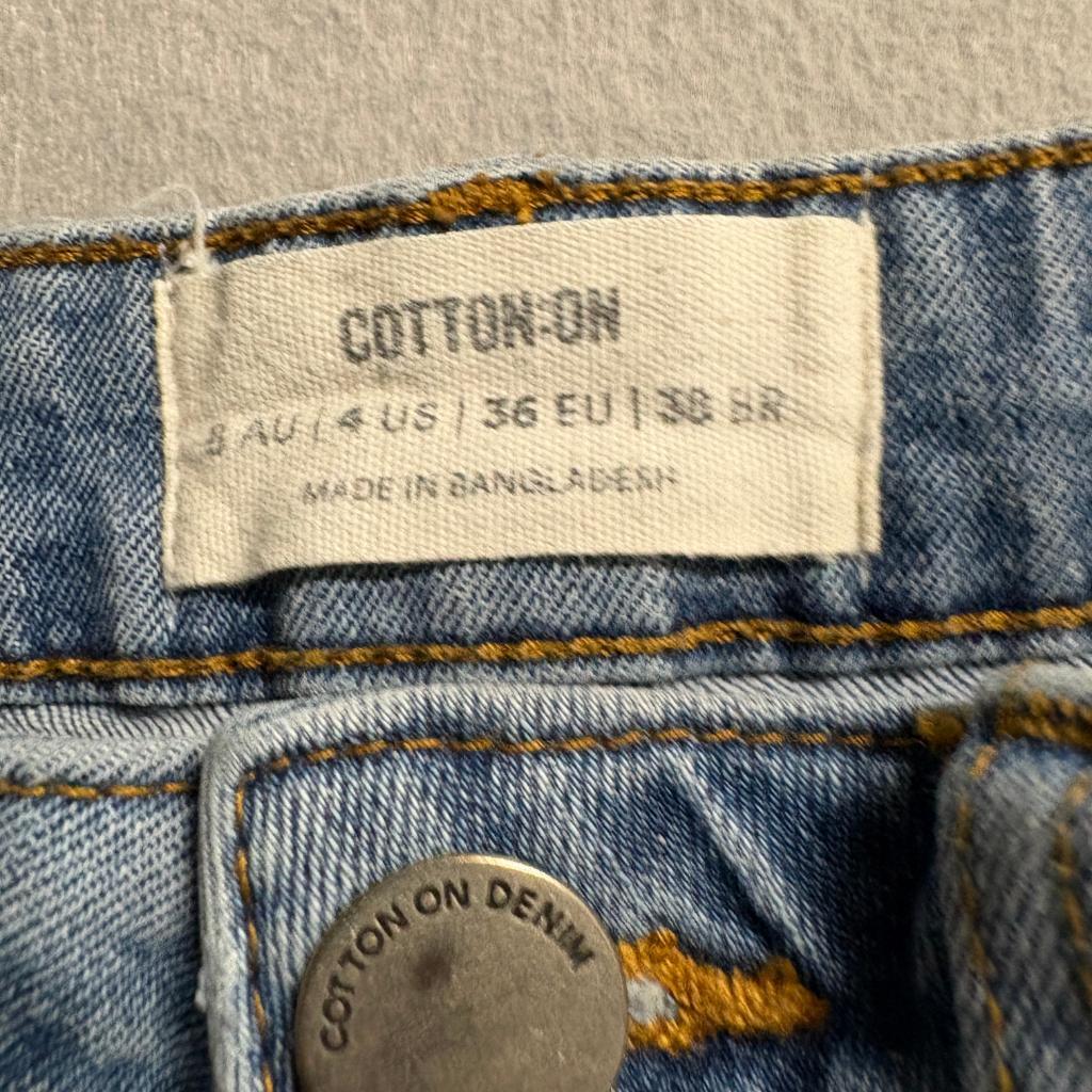 Cotton On Stretch Mom Jeans Womens US 4 Blue Denim High Rise Tapered Leg