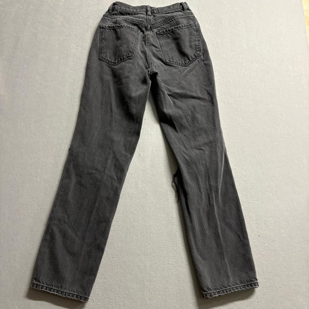 PacSun Distressed High Rise Straight Leg Jeans Womens 24 Black Denim Ripped Knee