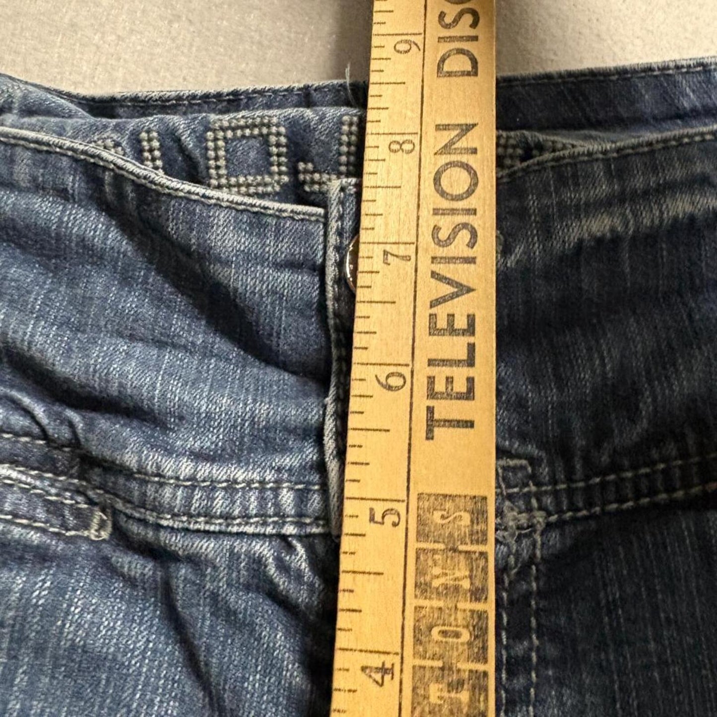Glo Jeans Womens Size 3 Blue Denim Flare Leg Low Rise Studded Pockets Y2K