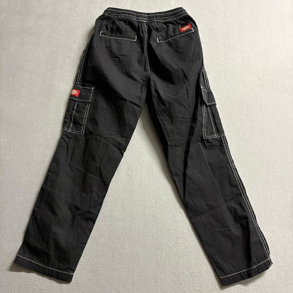 Dickies Girl Cargo Pants Womens XS Black Contrast Stitch Drawstring Utility Y2K