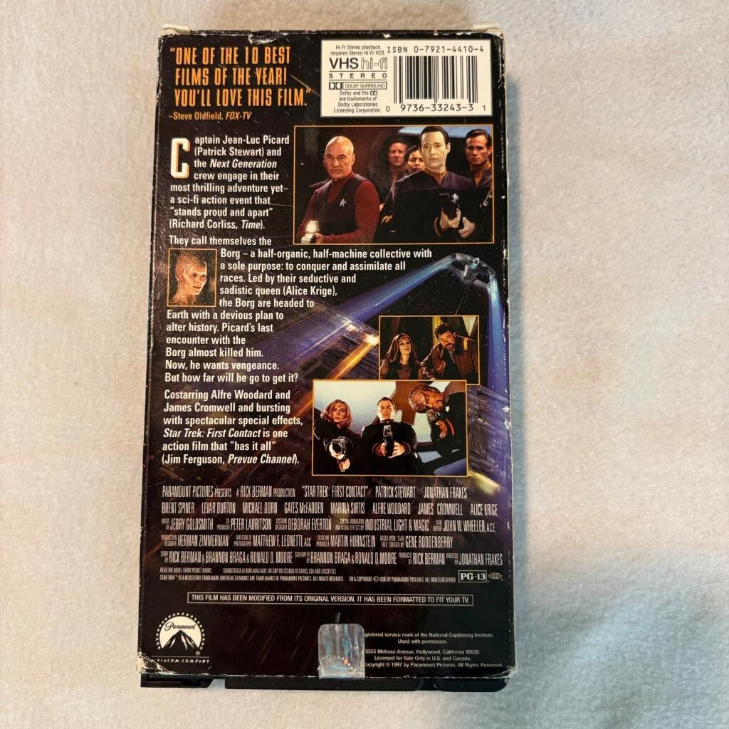 Star Trek First Contact VHS Tape 1997 Paramount Sci-Fi Movie Patrick Stewart