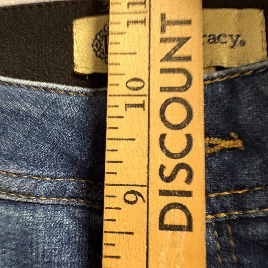Democracy Ab Technology Crop Straight Jeans Womens Size 2 Blue Denim Fray Hem