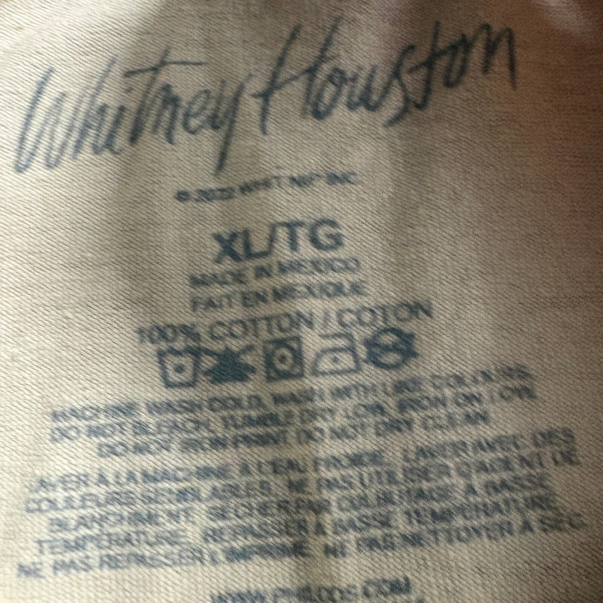 Whitney Houston Graphic T-Shirt Mens XL Tan Cotton Short Sleeve Music Tee