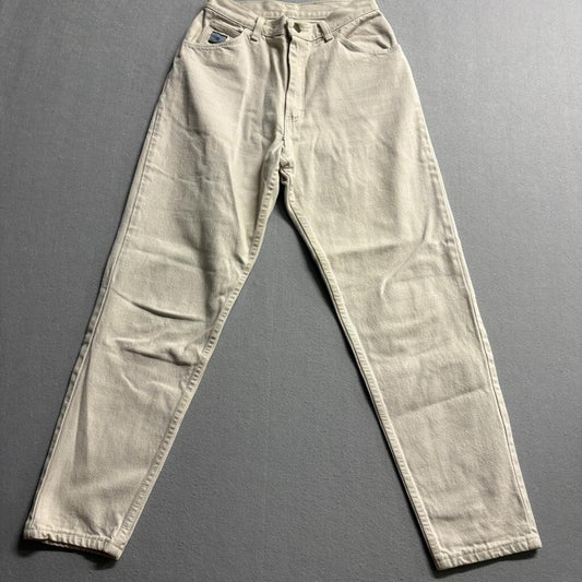 Vintage Wrangler for Women Jeans 8x29 Beige High Rise Tapered Mom Cotton Denim