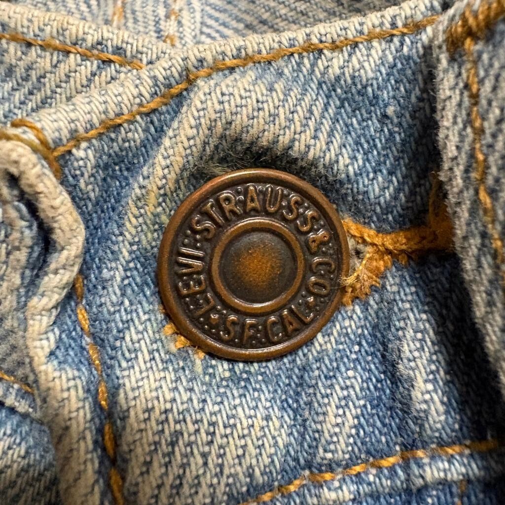 Vintage Levis 512 Custom Leather Front Jeans Womens Size 1 Med Light Wash Denim