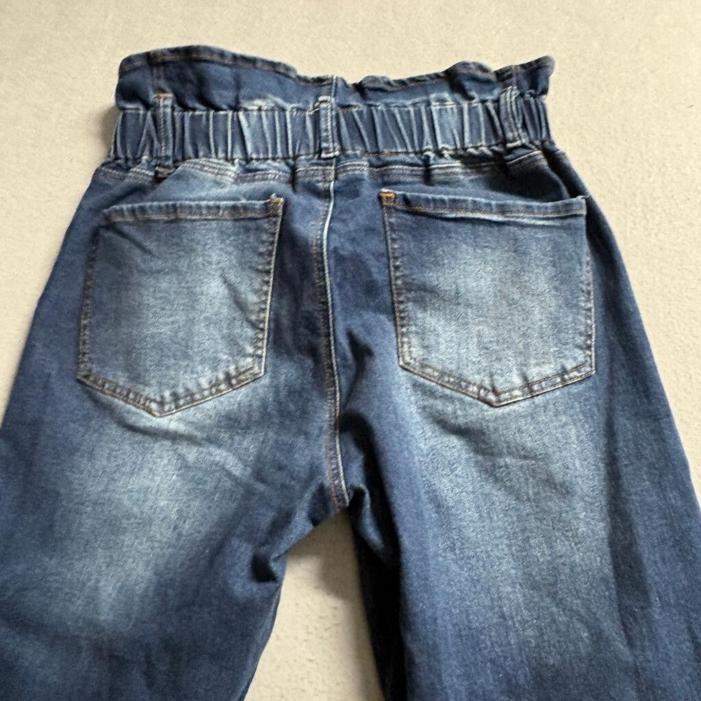 No Boundaries Paperbag Waist Jeans Womens Size 5 Blue Denim High Rise Stretch