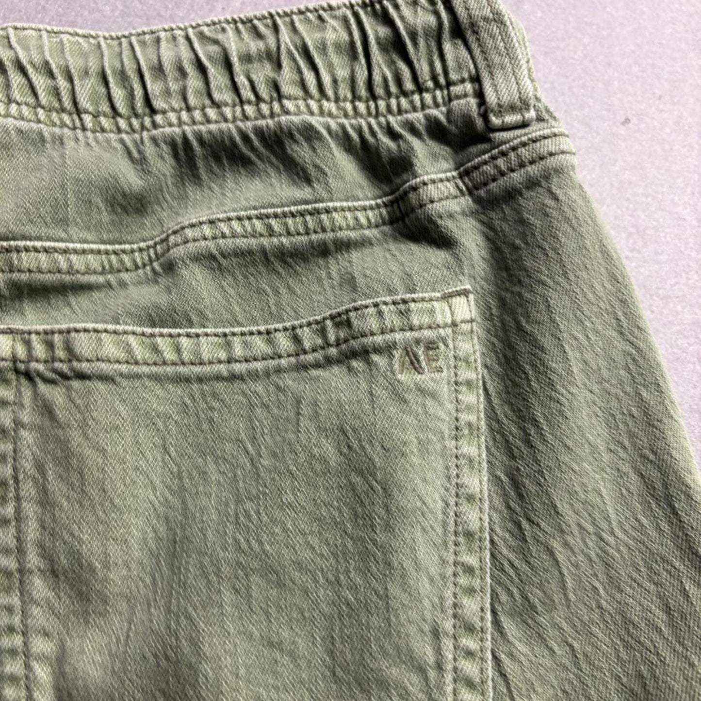 American Eagle Jogger Pants Womens 12 Regular Green Denim Stretch Elastic Waist