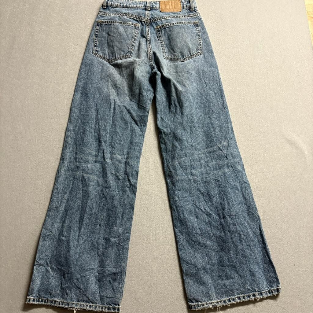H&M Divided Wide Leg Jeans Womens Size 4 Blue Denim High Rise 100% Cotton