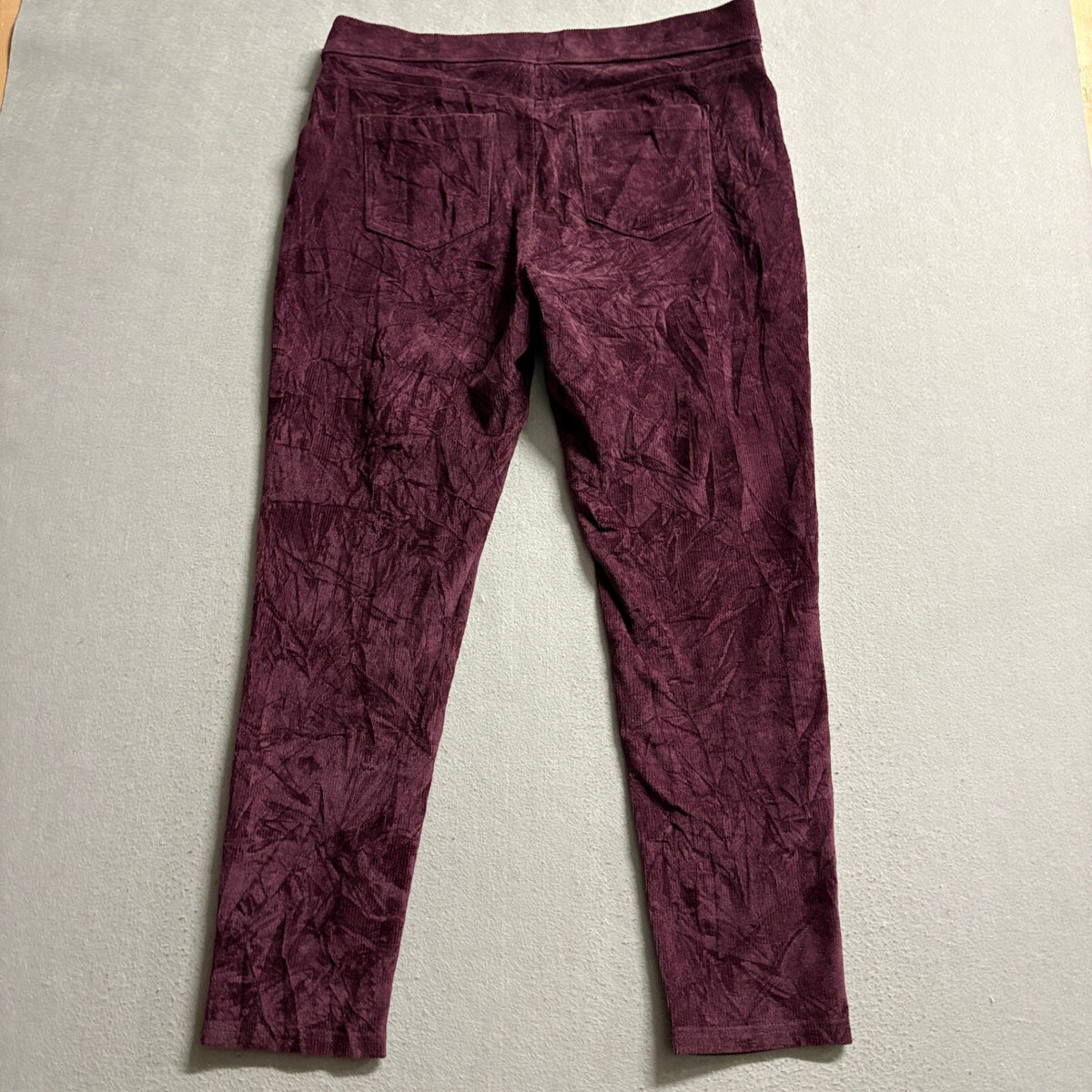 Gloria Vanderbilt Corduroy Pants Womens XL Purple Stretch Elastic Waist Leggings