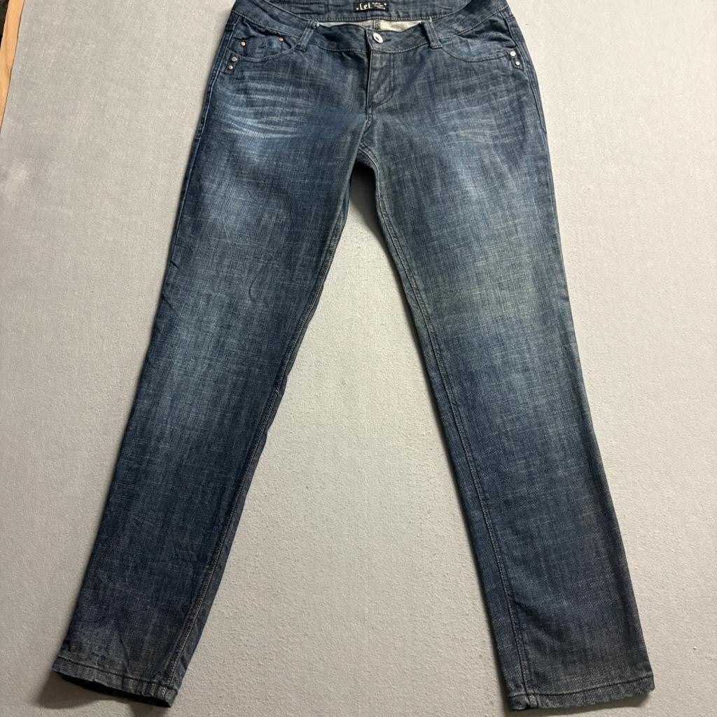 lei Ashley Trouble Skinny Jeans Juniors Size 13 Blue Denim Stretch Low Rise