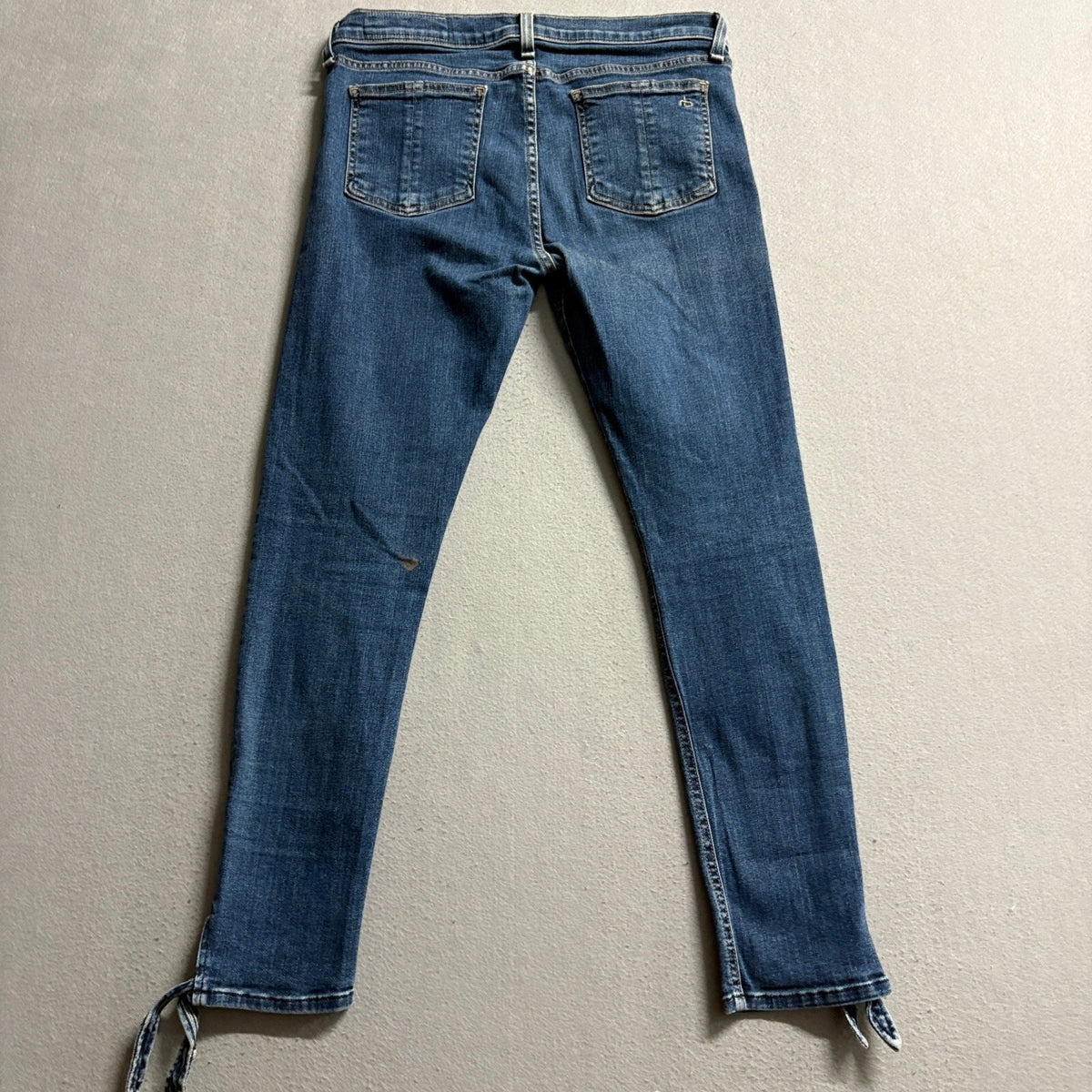 Rag & Bone Jean Womens 29 Skinny Jeans Blue Denim Tie Ankle Split Hem
