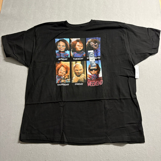 Chucky Child's Play Horror Movie Graphic T-Shirt Mens 3XL Black Days of the Week