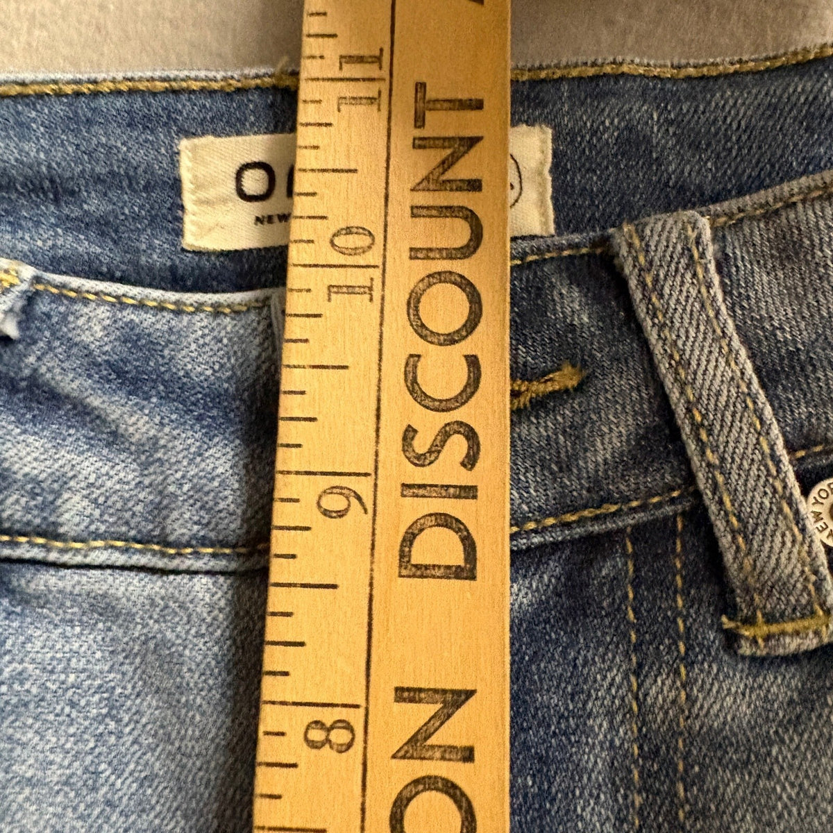 OAT New York Scallop Trim Wide Leg Jeans Womens Size 2 26 Blue Denim High Rise