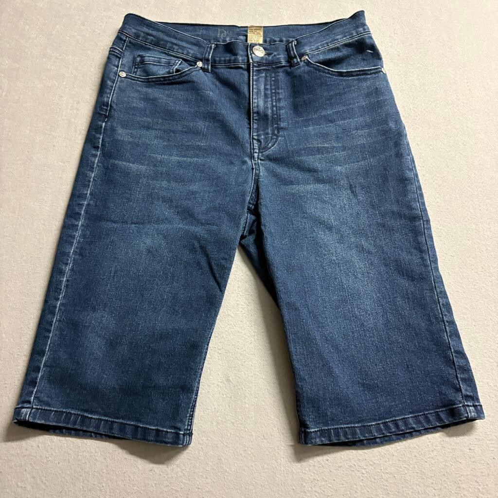 DG2 Diana Gilman Denim Bermuda Shorts Womens Size 10 Blue Stretch Jean Shorts