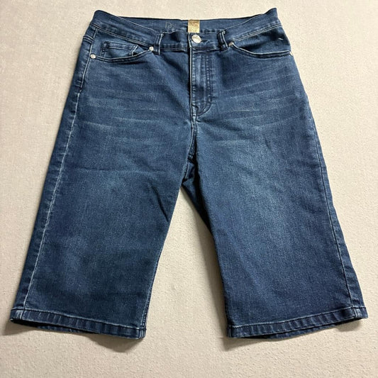 DG2 Diana Gilman Denim Bermuda Shorts Womens Size 10 Blue Stretch Jean Shorts