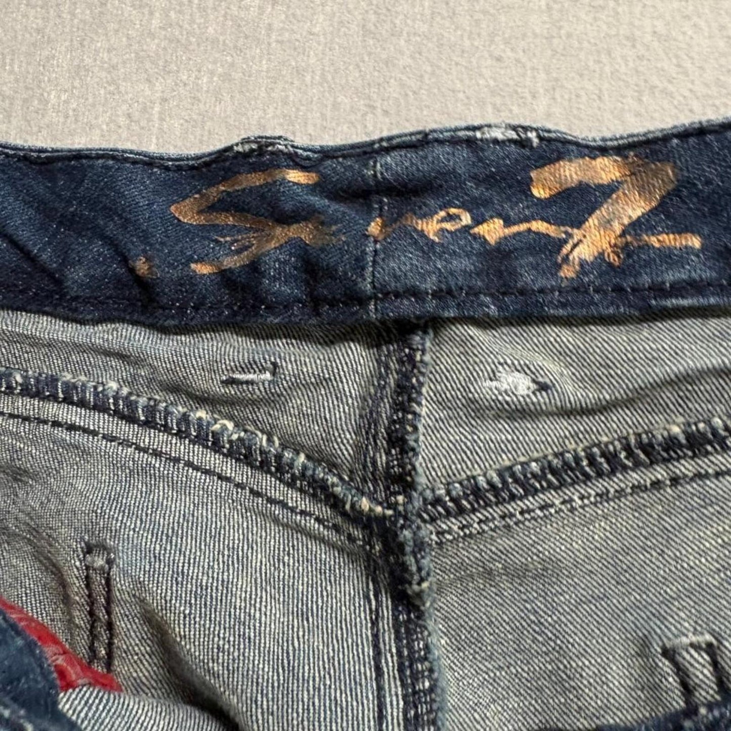 Seven7 Distressed Bootcut Jeans Womens Plus Size 24 Blue Stretch Denim