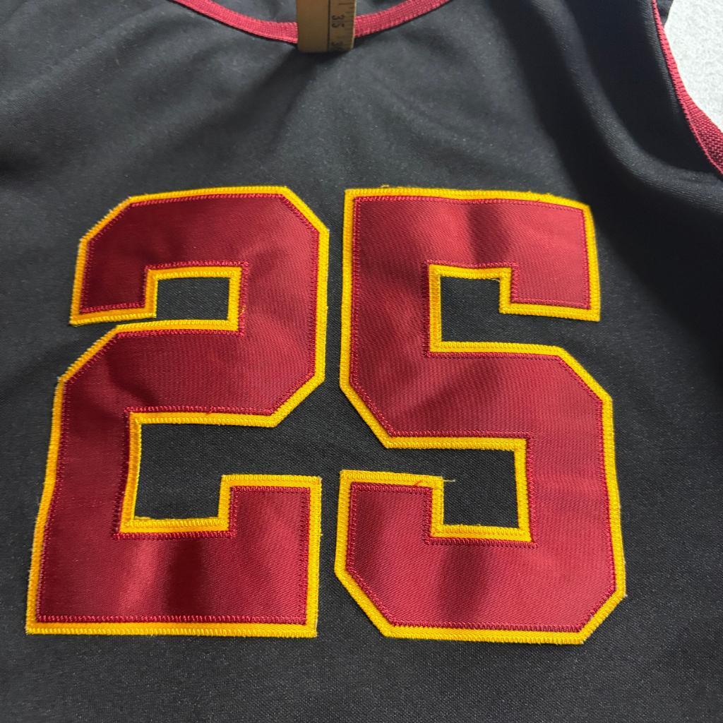 USC Trojans Sleeveless Baseball Jersey Youth L Black Red Yellow Button Up #25