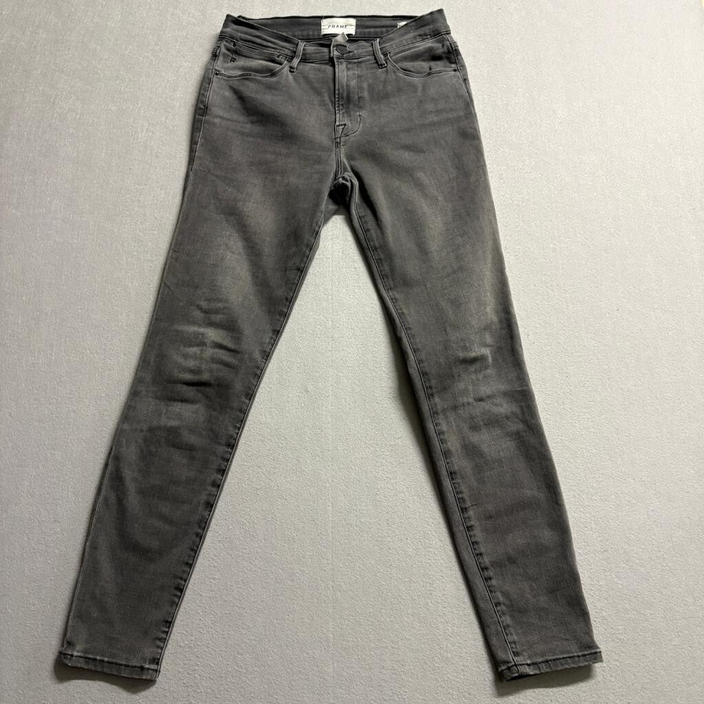 Frame Le High Skinny Jeans Womens 27 Gray Burton Wash Stretch Denim