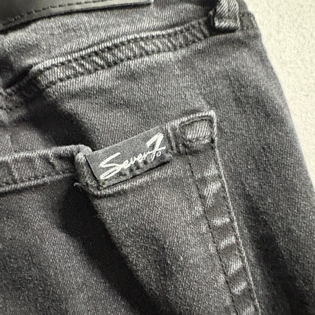 Seven7 Slim Flare Jeans Womens Size 12 Black Denim Stretch High Rise
