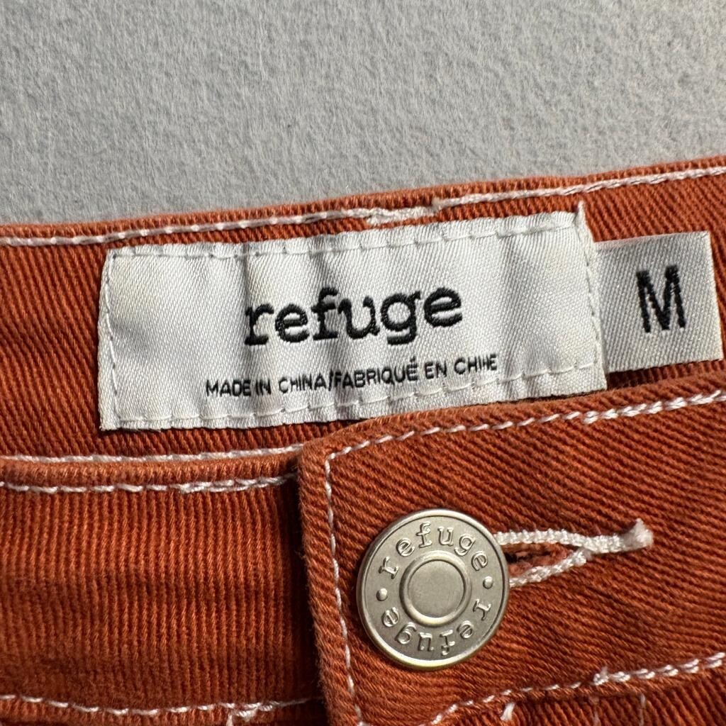 Refuge Carpenter Pants Womens Medium Rust Orange High Rise Straight Leg Utility