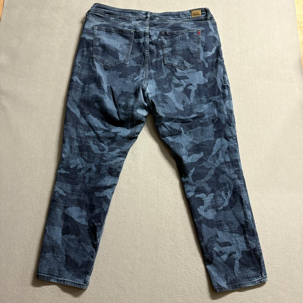 EV1 Ellen DeGeneres Womens Camo Jeans Size 18 Blue Camouflage Stretch Denim