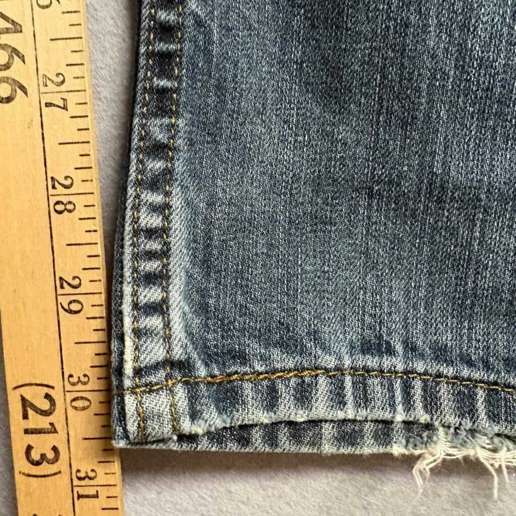 Levis 514 Slim Straight Jeans Mens 32x32 Distressed Ripped Blue Denim