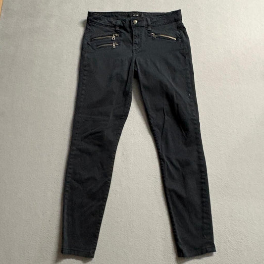 Joe's Jeans Womens 28 Black Skinny Jeans Multi Zip Pockets Stretch Denim