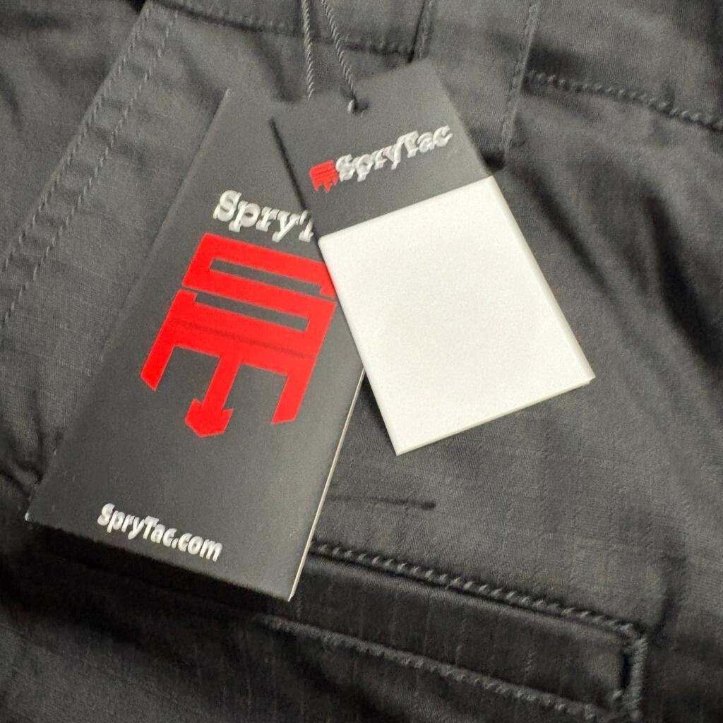 SpryTac Tactical Cargo Pants Mens 36x32 Black Ripstop MOLLE Straps New